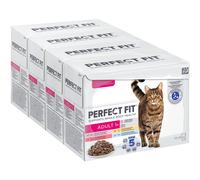 Perfect Fit 1+ Adult Mixed Selection in Sauce 48 Pouches, Complete Premium Wet Cat Food, Pack of 4 (12 x 85 g)