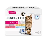 Perfect Fit 1+ Adult Mixed Selection in Sauce 48 Pouches, Complete Premium Wet Cat Food, Pack of 4 (12 x 85 g)