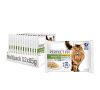 Perfect Fit 7+ Wet Cat Food - Advanced nutrition for senior cats, mixed selection in sauce, 52 pouches - Pack of 13 (13 x 4 Pouches x 85 g)