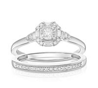 Perfect Fit 9ct White Gold Cushion 0.25ct Diamond Bridal Set