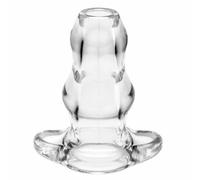 Perfect Fit Clear Double Tunnel Plug X-Large Hollow Anal Butt Expander Gaping
