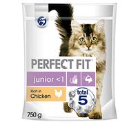 Perfect Fit Junior <1 - Complete Dry Food for Junior Cats under 1 Year Old, Rich in Chicken, 3 packs of 750g