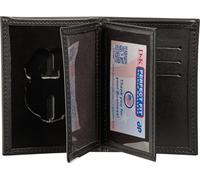 Perfect Fit LEOSA credentials Hidden Badge Bifold Wallet for ARMY MP MILITARY POLICE Badge and ID Case Hidden Badge Wallet (Cutout DK464) Black Leather
