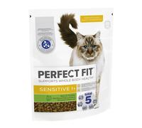 Perfect Fit Sensitive Adult 1+ Complete Dry Cat Food for Adult Cats Aged 1+ Years, Rich in Turkey, 4 Bags (750 g)