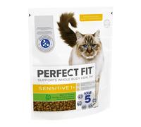 Perfect Fit Sensitive Adult 1+ Complete Dry Cat Food for Adult Cats Aged 1+ Years, Rich in Turkey, 4 Bags (750 g)