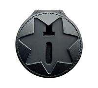 Perfect Fit Shield Wallets San Francisco and Arizona Corrections 7 Point Star Belt Clip Black Leather Badge Holder with Neck Chain