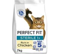 Perfect Fit Sterile Adult 1+ Complete Dry Cat Food for Adult Cats Aged 1+ Years, Rich in Chicken, 1 Bag (7 kg)