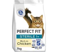 Perfect Fit Sterile Adult 1+ Complete Dry Cat Food for Adult Cats Aged 1+ Years, Rich in Chicken, 1 Bag (7 kg)
