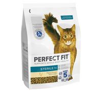 Perfect Fit Sterile Adult 1+ Complete Dry Cat Food for Adult Cats Aged 1+ Years, Rich in Chicken, 3 Bags (2.8 kg)