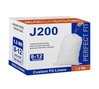 Perfect Fits Code J 200 Count Compatible with simpIehuman Code J Heavy Duty Trash Bags 1.2 Mil THICK with Reinforced Drawstring 40-55 Liter White Garbage Liners Tear Resistant GRAND SAVE!