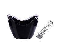 Perfect for Beer Bottles 8 Liter Acrylic Ice Bucket with Ice Tongs, Plastic Tub Oval Storage Bucket Ice Buckets for 2 Wine or Champagne Bottles Ice Bucket Accessories(Black)