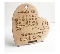 Perfect Free Standing Wedding Anniversary Engagement Wooden Heart Special Date - For Bride Groom Husband Wife 5th 10th 25th Happy Time