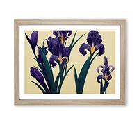 Perfect Iris Flowers Framed Print | A4 Oak Framed Wall Art | Ready to Hang | Modern Floral Picture | Living Room Bedroom Lounge Office