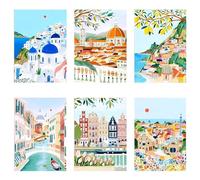 PERFECT LASER 6 Pack Paint by Numbers for Adults Beginner | European Cityscapes Paint by Number Kits on Canvas - 12x8 Inch DIY Painting by Numbers Kit with 26 Colors