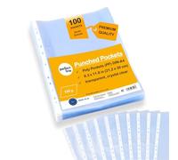 perfect line - 100 Document Wallets DIN A4 - Extra Strong, Transparent, Crystal Clear - Premium Quality for Office, School, Home - Indelible, Acid Free