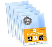 Perfect Line 15 Notebook Covers DIN A5, Glass Clear & Extra Strong, Transparent Notebook Cover, Recyclable PP