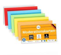 perfect line - 250 Moderation Cards, 20 x 10.5 cm, Extra Strong Recycled Paper, Assorted Colours, Premium Quality, Eco-Friendly, Made in Germany, Blue Angel Certified