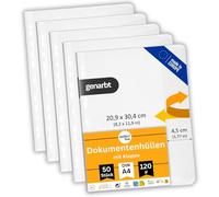 perfect line - 50 document sleeves DIN A4 with flap - document sleeves open at the sides - transparent films grained, transparent - indelible, acid-free
