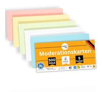 perfect line - 500 Presentation Cards, Light Colours, Recycled Cardboard 20 x 10.5 cm, Premium Quality, Extra Strong, Made in Germany, Blue Angel Certified