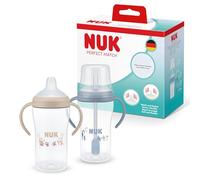 NUK Perfect Match Learner Bottle & Straw Cup | 8+ Months | 260ml | Leak Proof Sippy Cups & Toddler Bottles | Anti-Slip Handles | Monkey & Penguin | 2 Count