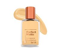 Perfect Matte Long Wear Foundation - 02 Natural Beige, 30ml | High Coverage & Lightweight | Oil-Free & Water-Resistant | SPF 15 & Vitamin E | Smooth Matte Finish | Hydrating Formula for All Skin Types