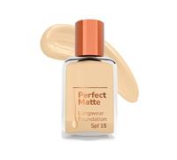 Perfect Matte Long Wear Foundation - 04 Skin, 30ml | High Coverage & Lightweight | Oil-Free & Water-Resistant | SPF 15 & Vitamin E | Smooth Matte Finish | Hydrating Formula for All Skin Types