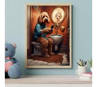 Perfect Message Cheeky Brown Cockapoo Bathroom Wall Art Print, 21cm x 29.7cm A4