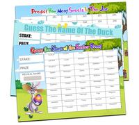 Perfect Message Easter Themed Fundraising Scratch Cards, 3 Pack with Bunny, Sweets, and Duck Designs, A4 Size, 50 Names