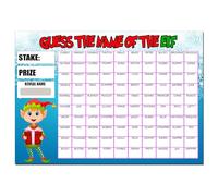 Perfect Message Guess the Name of Elf Christmas Fundraising Activity, 100-Name Scratch-and-Match Card, A4 Size
