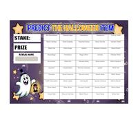 Perfect Message Halloween Party Predict the Item Scratch Card Game, A4 Size, Fundraising Activity with 50 Halloween Items