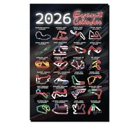 Perfect Message Motor Racing 2026 Event Poster, A3 29.7 x 42 cm, Formula Track Layouts, International Racing Circuits