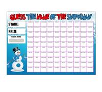 Perfect Message Snowman Name Game, Fundraising Scratch Card, 100 Names, A4 Size, 300gsm Card