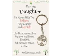 Perfect Message Tree of Life Keyring, 70mm, Tibetan Silver - Symbolic Gift for Daughter, Inspirational Birthday or, Key Chain, Silver, Unisex, Familial Bonds or Growth, Classic, Gray
