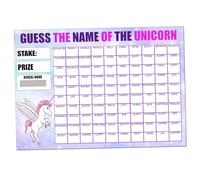 Perfect Message Unicorn Name Guessing Game, Fundraising Scratch Card, Summer Fete Fayre, A4, 100 Names