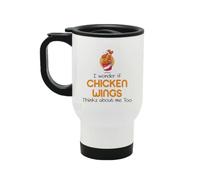 Perfect Mugs I Wonder if Chicken Wings Thinks About Me Too Travel Mug Friend Tea Coffee Hot Drinks Birthday Funny Secret Santa Gifts for Men Women Boss Colleagues