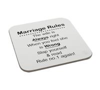 Perfect Mugs Marriage Rules The Wife is Always Right When You Feel She is Wrong Slap Yourself & Read Rule Number One Agai Coaster Gift Birthday Xmas Funny Secret Santa Present Men Women