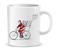 Perfect Mugs Santa Claus Riding A Bicycle with Gifts Sketch Mug Funny Sarcastic Humour Rude Adult Gift for Friend Colleague Coffee Lover Love Hot Drinks Merry Christmas Birthday Men Tea Him Her