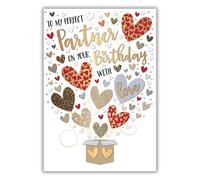 Perfect Partner Birthday Card - with Love - 9 x 6.25 Inches - Words and Wishes