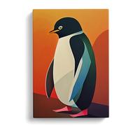 Perfect Penguin Abstract Brown, Black, Red Canvas Print for Living Room Bedroom Home Office Décor, Wall Art Picture Ready to Hang, 30x20 Inch (76x50 cm)