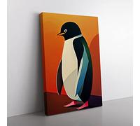 Perfect Penguin Abstract Canvas Print for Living Room Bedroom Home Office Décor, Wall Art Picture Ready to Hang, 76x50 cm (30x20 Inch) CAN3020-V1022-CK-3504