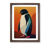 Perfect Penguin Abstract Framed Print for Living Room Bedroom Home Office Décor, Wall Art Picture Ready to Hang, Walnut A3 Frame (34 x 46 cm)