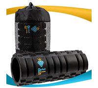 Perfect Performance™ TRIG+ Foam Roller - Premium Quality, British Designed, Grid Style, Medium Density EVA & ABS Roller, with Free Coaching & Luxury Mesh Carry Bag, Size 33 x 14 cm, Onyx Black Colour