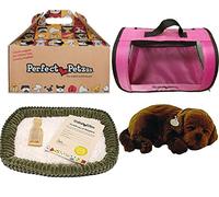 Perfect Petzzz Labrador Chocolate + Pink Tote - The Original Breathing Pet Puppy New Huggable Soft Version Plush Toy Gift Bundle