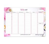 Perfect Planner Company - A4 To Do List Desk Pad - Undated Weekly Planner with Tear Away Design - Monday to Sunday, Daily Schedule - 90gsm FSC paper - Landscape, White - 50 Pages