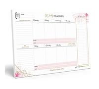 Perfect Planner Company - A4 Weekly Planner Desk Pad - Undated Tear Away Pages - With To Do List, Self Care, Top Priorities - 90gsm FSC paper - Landscape, 50 Pages