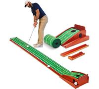 PERFECT PRACTICE (New Version) Putting Mat for Indoors - Indoor/Outdoor Putting Green with Ball Return, Realistic Surface Golf Putting Mat, Lay-Flat Technology - Golf Training Equipment - Compact Mat