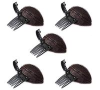 Perfect Puff Hair Head Cushion, Invisible Fluffy Hair Pad Sponge Clip Bun Bump It Up Volume Hair Base Set for Women and Girls (5pcs Brown)