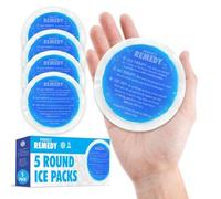 Perfect Remedy Round Gel Ice Pack for Hot & Cold Compress, Reusable Injury Ice Pack for Aid in Pain, Soothing Soft Gel for Soreness, Muscle Strain Conditions, Hot Water Bottles Alternative (5Pk, Blue)