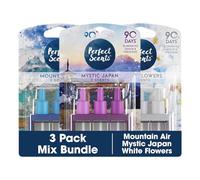 Perfect Scents 3 Scents Air Freshener Refill - Compatible with 3volution (pack of 3), Mystic Japan, Mountain White Flowers