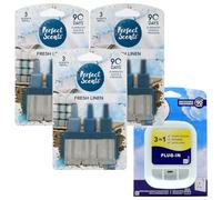 Perfect Scents 3Volution Plug-In Air Freshener with 3 Fresh Linen Refills, 20ml Each, 90 Days Freshness
